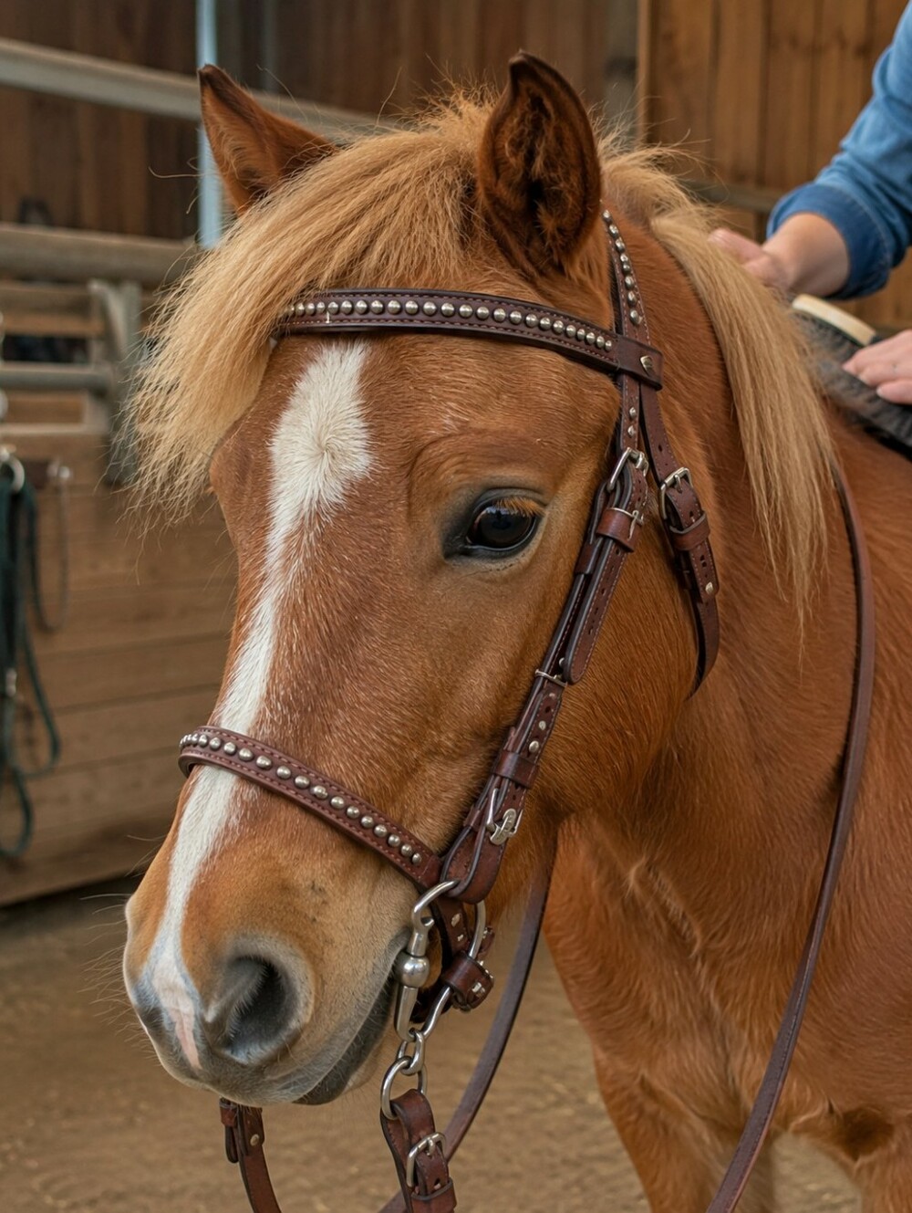 Weaver Headstall with Decorative Etched Nickel Studs for Juvenile Horse/ Pony